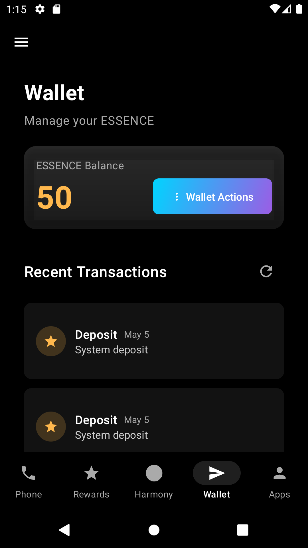ESSENCE Wallet Interface